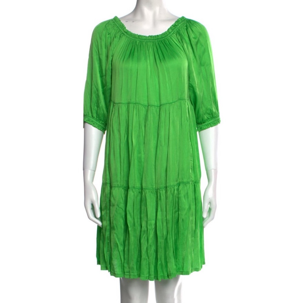 Raquel Allegra Apple Green Satin Dress Size 2 (Medium) NEW